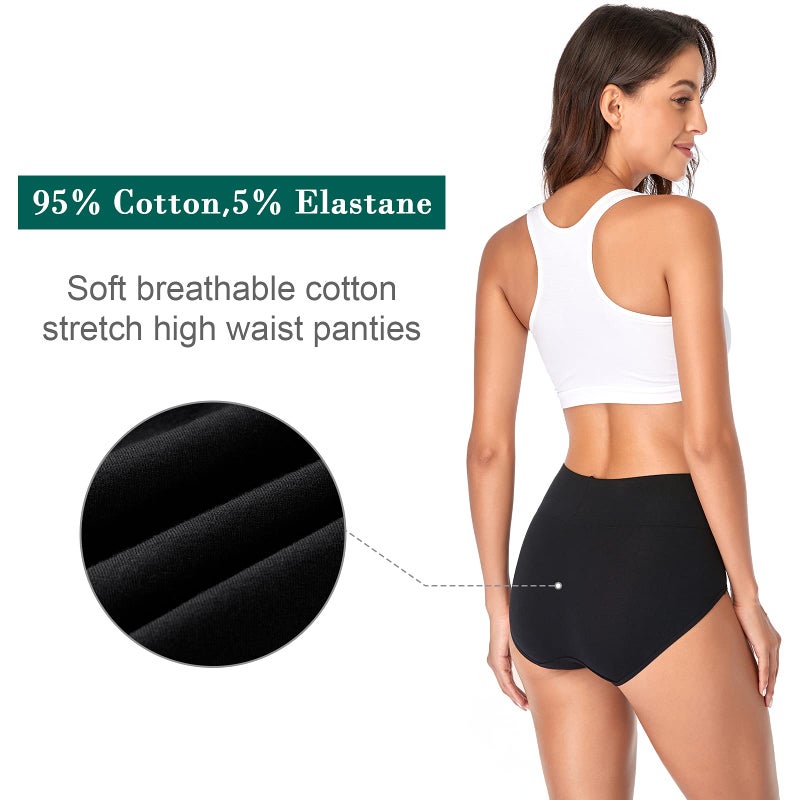 Annenmy Women's High Waist Cotton Underwear Soft Brief Panties Regular and Plus Size (XXX-Large, Assorted1, 5-pack) - Image 4
